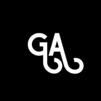 création de logo de lettre ga sur fond noir. concept de logo de lettre initiales créatives ga. conception de lettre ga. conception de lettre blanche ga sur fond noir. ga, ga logo vecteur