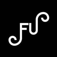 création de logo de lettre fu sur fond noir. concept de logo de lettre initiales créatives fu. conception de lettre fu. conception de lettre blanche fu sur fond noir. fu, fu logo vecteur