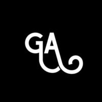 création de logo de lettre ga sur fond noir. concept de logo de lettre initiales créatives ga. conception de lettre ga. conception de lettre blanche ga sur fond noir. ga, ga logo vecteur