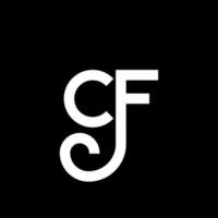 création de logo de lettre cf sur fond noir. cf concept de logo de lettre initiales créatives. cf conception de lettre. cf conception de lettre blanche sur fond noir. cf, cf logo vecteur