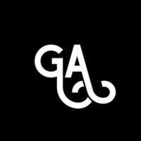 création de logo de lettre ga sur fond noir. concept de logo de lettre initiales créatives ga. conception de lettre ga. conception de lettre blanche ga sur fond noir. ga, ga logo vecteur