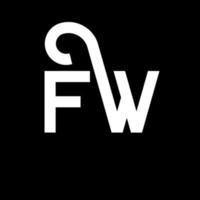 création de logo de lettre fw sur fond noir. fw concept de logo de lettre initiales créatives. conception de lettre fw. fw conception de lettre blanche sur fond noir. fw, logo fw vecteur