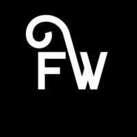 création de logo de lettre fw sur fond noir. fw concept de logo de lettre initiales créatives. conception de lettre fw. fw conception de lettre blanche sur fond noir. fw, logo fw vecteur