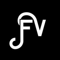 création de logo de lettre fv sur fond noir. concept de logo de lettre initiales créatives fv. conception de lettre fv. fv lettre blanche sur fond noir. fv, logo fv vecteur