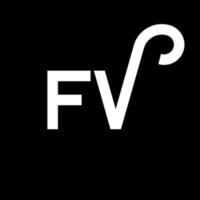 création de logo de lettre fv sur fond noir. concept de logo de lettre initiales créatives fv. conception de lettre fv. fv lettre blanche sur fond noir. fv, logo fv vecteur