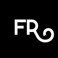 création de logo de lettre fr sur fond noir. concept de logo de lettre initiales créatives fr. conception de lettre fr. fr lettre blanche sur fond noir. logo fr, fr vecteur