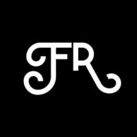 création de logo de lettre fr sur fond noir. concept de logo de lettre initiales créatives fr. conception de lettre fr. fr lettre blanche sur fond noir. logo fr, fr vecteur