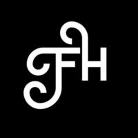 création de logo de lettre fh sur fond noir. concept de logo de lettre initiales créatives fh. conception de lettre fh. fh lettre blanche sur fond noir. fh, logo fh vecteur