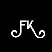 création de logo de lettre fk sur fond noir. concept de logo de lettre initiales créatives fk. conception de lettre fk. conception de lettre fk blanche sur fond noir. fk, fk logo vecteur