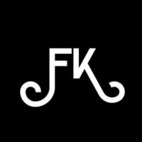 création de logo de lettre fk sur fond noir. concept de logo de lettre initiales créatives fk. conception de lettre fk. conception de lettre fk blanche sur fond noir. fk, fk logo vecteur