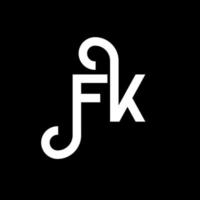 création de logo de lettre fk sur fond noir. concept de logo de lettre initiales créatives fk. conception de lettre fk. conception de lettre fk blanche sur fond noir. fk, fk logo vecteur