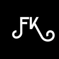 création de logo de lettre fk sur fond noir. concept de logo de lettre initiales créatives fk. conception de lettre fk. conception de lettre fk blanche sur fond noir. fk, fk logo vecteur