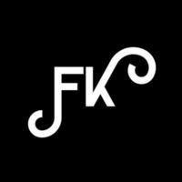 création de logo de lettre fk sur fond noir. concept de logo de lettre initiales créatives fk. conception de lettre fk. conception de lettre fk blanche sur fond noir. fk, fk logo vecteur