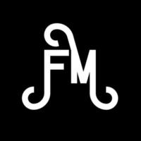 création de logo de lettre fm sur fond noir. concept de logo de lettre fm initiales créatives. conception de lettre fm. fm conception de lettre blanche sur fond noir. fm, logo fm vecteur