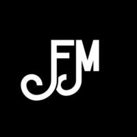 création de logo de lettre fm sur fond noir. concept de logo de lettre fm initiales créatives. conception de lettre fm. fm conception de lettre blanche sur fond noir. fm, logo fm vecteur