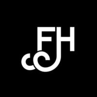 création de logo de lettre fh sur fond noir. concept de logo de lettre initiales créatives fh. conception de lettre fh. fh lettre blanche sur fond noir. fh, logo fh vecteur