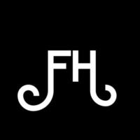 création de logo de lettre fh sur fond noir. concept de logo de lettre initiales créatives fh. conception de lettre fh. fh lettre blanche sur fond noir. fh, logo fh vecteur