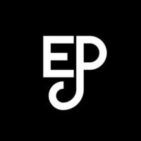 création de logo de lettre ep sur fond noir. concept de logo de lettre initiales créatives ep. conception de lettre ep. conception de lettre ep blanche sur fond noir. logo ep, ep vecteur