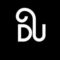 création de logo de lettre du sur fond noir. du concept de logo de lettre initiales créatives. conception de la lettre du. du design de lettre blanche sur fond noir. du, du logo vecteur