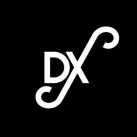 création de logo de lettre dx sur fond noir. concept de logo de lettre initiales créatives dx. conception de lettre dx. dx conception de lettre blanche sur fond noir. dx, logo dx vecteur