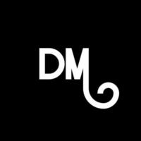 création de logo de lettre dm sur fond noir. concept de logo de lettre initiales créatives dm. conception de lettre dm. conception de lettre blanche dm sur fond noir. dm, dm logo vecteur