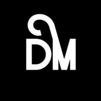 création de logo de lettre dm sur fond noir. concept de logo de lettre initiales créatives dm. conception de lettre dm. conception de lettre blanche dm sur fond noir. dm, dm logo vecteur