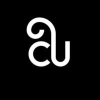 création de logo de lettre cu sur fond noir. cu concept de logo de lettre initiales créatives. conception de lettre cu. cu lettre blanche sur fond noir. cu, cu logo vecteur