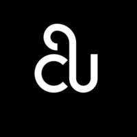 création de logo de lettre cu sur fond noir. cu concept de logo de lettre initiales créatives. conception de lettre cu. cu lettre blanche sur fond noir. cu, cu logo vecteur