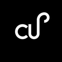 création de logo de lettre cu sur fond noir. cu concept de logo de lettre initiales créatives. conception de lettre cu. cu lettre blanche sur fond noir. cu, cu logo vecteur