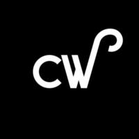 création de logo de lettre cw sur fond noir. concept de logo de lettre initiales créatives cw. conception de lettre cw. conception de lettre blanche cw sur fond noir. cw, cw logo vecteur