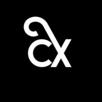 création de logo de lettre cx sur fond noir. cx concept de logo de lettre initiales créatives. conception de lettre cx. conception de lettre cx blanche sur fond noir. cx, cx logo vecteur