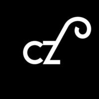 création de logo de lettre cz sur fond noir. concept de logo de lettre initiales créatives cz. conception de lettre cz. conception de lettre blanche cz sur fond noir. cz, logo cz vecteur