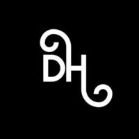 création de logo de lettre dh sur fond noir. dh concept de logo de lettre initiales créatives. conception de lettre dh. dh conception de lettre blanche sur fond noir. dh, dh logo vecteur