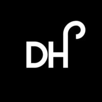 création de logo de lettre dh sur fond noir. dh concept de logo de lettre initiales créatives. conception de lettre dh. dh conception de lettre blanche sur fond noir. dh, dh logo vecteur