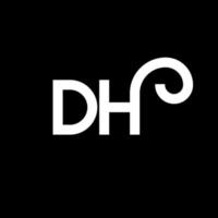 création de logo de lettre dh sur fond noir. dh concept de logo de lettre initiales créatives. conception de lettre dh. dh conception de lettre blanche sur fond noir. dh, dh logo vecteur