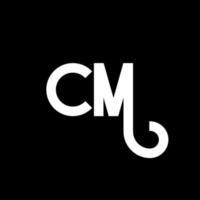 création de logo de lettre cm sur fond noir. cm concept de logo de lettre initiales créatives. conception de lettre cm. cm lettre blanche sur fond noir. cm, logo cm vecteur