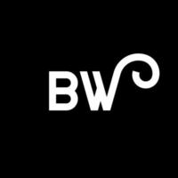 création de logo de lettre bw sur fond noir. concept de logo de lettre initiales créatives bw. conception de lettre bw. bw lettre blanche sur fond noir. bw, logo bw vecteur