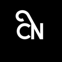 création de logo de lettre cn sur fond noir. cn concept de logo de lettre initiales créatives. conception de lettre cn. cn conception de lettre blanche sur fond noir. cn, cn logo vecteur