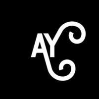 création de logo de lettre ay sur fond noir. ay concept de logo de lettre initiales créatives. ay conception de lettre. ay conception de lettre blanche sur fond noir. oui, oui logo vecteur