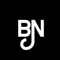 création de logo de lettre bn sur fond noir. concept de logo de lettre initiales créatives bn. conception de lettre bn. bn lettre blanche sur fond noir. bn, bn logo vecteur