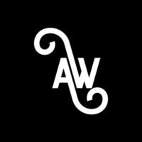 création de logo de lettre aw sur fond noir. aw concept de logo de lettre initiales créatives. conception de lettre aw. aw lettre blanche sur fond noir. ah, ah logo vecteur