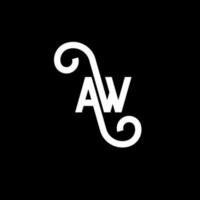 création de logo de lettre aw sur fond noir. aw concept de logo de lettre initiales créatives. conception de lettre aw. aw lettre blanche sur fond noir. ah, ah logo vecteur