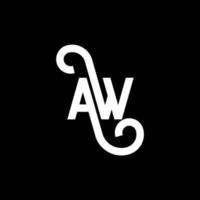 création de logo de lettre aw sur fond noir. aw concept de logo de lettre initiales créatives. conception de lettre aw. aw lettre blanche sur fond noir. ah, ah logo vecteur