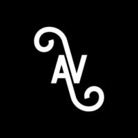 création de logo de lettre av sur fond noir. concept de logo de lettre initiales créatives av. conception de lettre av. conception de lettre blanche av sur fond noir. av, av logo vecteur