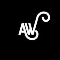 création de logo de lettre aw sur fond noir. aw concept de logo de lettre initiales créatives. conception de lettre aw. aw lettre blanche sur fond noir. ah, ah logo vecteur