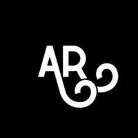 création de logo de lettre ar sur fond noir. ar concept de logo de lettre initiales créatives. conception de lettre ar. ar lettre blanche sur fond noir. ar, ar logo vecteur