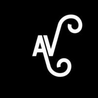 création de logo de lettre av sur fond noir. concept de logo de lettre initiales créatives av. conception de lettre av. conception de lettre blanche av sur fond noir. av, av logo vecteur