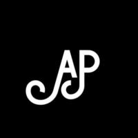 création de logo de lettre ap sur fond noir. ap concept de logo de lettre initiales créatives. conception de lettre p. conception de lettre ap blanc sur fond noir. ap, ap logo vecteur