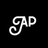 création de logo de lettre ap sur fond noir. ap concept de logo de lettre initiales créatives. conception de lettre p. conception de lettre ap blanc sur fond noir. ap, ap logo vecteur