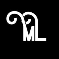 création de logo de lettre ml. lettres initiales ml icône du logo. lettre abstraite ml modèle de conception de logo minimal. vecteur de conception de lettre ml avec des couleurs noires. ml logo